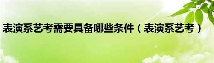 表演系艺考需要具备哪些条件（表演系艺考）