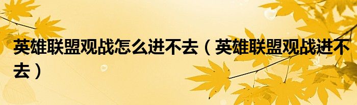 英雄联盟观战怎么进不去（英雄联盟观战进不去）