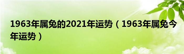 1963年属兔的2021年运势（1963年属兔今年运势）