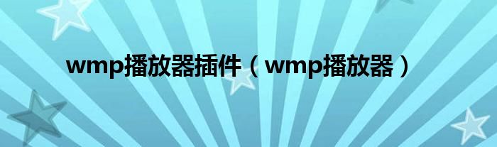 wmp播放器插件（wmp播放器）