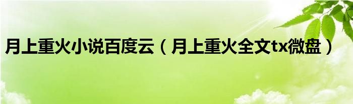 月上重火小说百度云（月上重火全文tx微盘）