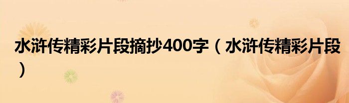 水浒传精彩片段摘抄400字（水浒传精彩片段）