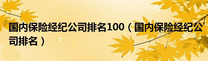 国内保险经纪公司排名100（国内保险经纪公司排名）