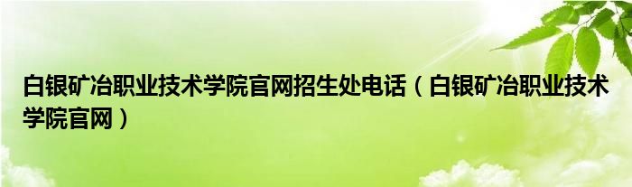 白银矿冶职业技术学院官网招生处电话（白银矿冶职业技术学院官网）