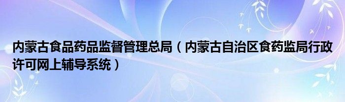 内蒙古食品药品监督管理总局（内蒙古自治区食药监局行政许可网上辅导系统）