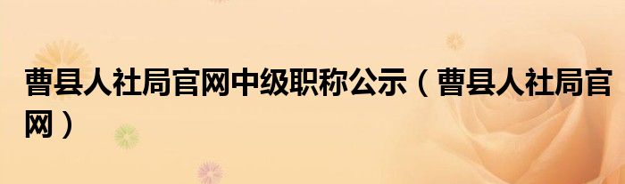 曹县人社局官网中级职称公示（曹县人社局官网）