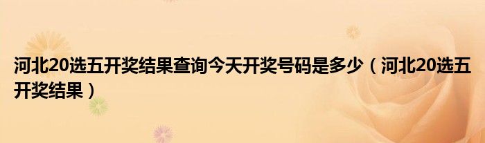 河北20选五开奖结果查询今天开奖号码是多少（河北20选五开奖结果）