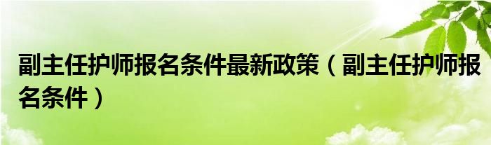 副主任护师报名条件最新政策（副主任护师报名条件）