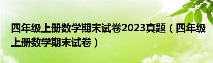 四年级上册数学期末试卷2023真题（四年级上册数学期末试卷）