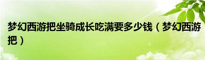 梦幻西游把坐骑成长吃满要多少钱（梦幻西游把）