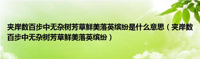 夹岸数百步中无杂树芳草鲜美落英缤纷是什么意思（夹岸数百步中无杂树芳草鲜美落英缤纷）