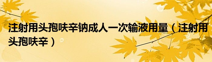 注射用头孢呋辛钠成人一次输液用量（注射用头孢呋辛）