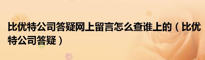 比优特公司答疑网上留言怎么查谁上的（比优特公司答疑）