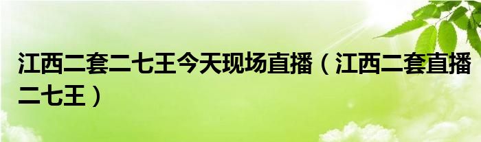 江西二套二七王今天现场直播（江西二套直播二七王）