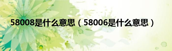 58008是什么意思（58006是什么意思）