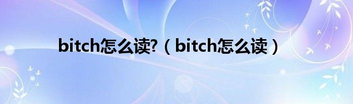 bitch怎么读?（bitch怎么读）