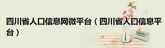 四川省人口信息网微平台（四川省人口信息平台）