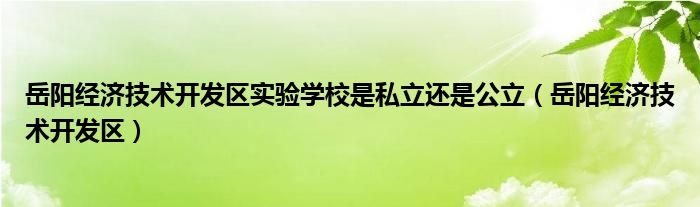 岳阳经济技术开发区实验学校是私立还是公立（岳阳经济技术开发区）