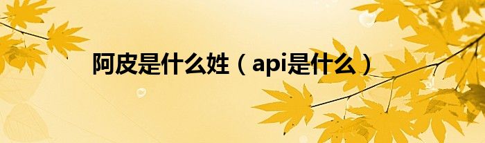 阿皮是什么姓（api是什么）