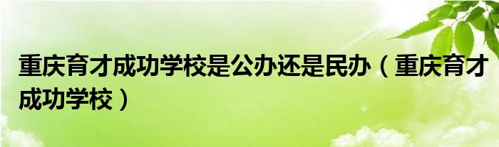 重庆育才成功学校是公办还是民办（重庆育才成功学校）