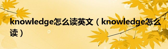 knowledge怎么读英文（knowledge怎么读）