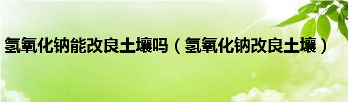 氢氧化钠能改良土壤吗（氢氧化钠改良土壤）