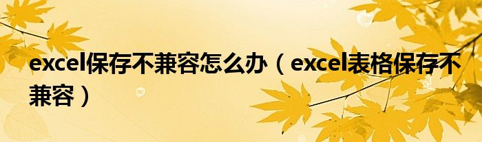 excel保存不兼容怎么办（excel表格保存不兼容）