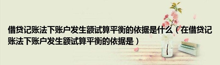 借贷记账法下账户发生额试算平衡的依据是什么（在借贷记账法下账户发生额试算平衡的依据是）