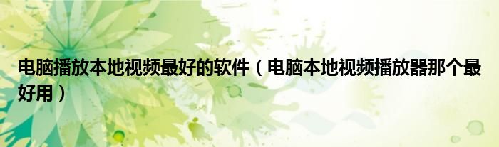 电脑播放本地视频最好的软件（电脑本地视频播放器那个最好用）