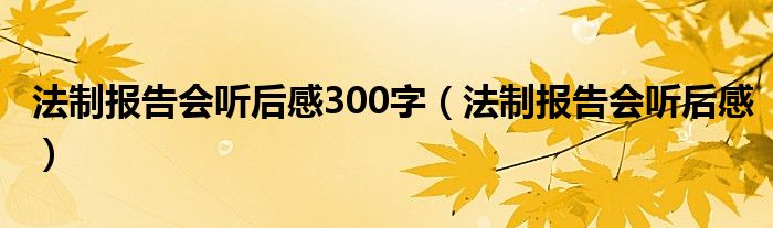 法制报告会听后感300字（法制报告会听后感）