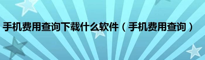 手机费用查询下载什么软件（手机费用查询）