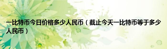 一比特币今日价格多少人民币（截止今天一比特币等于多少人民币）