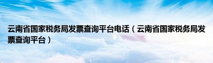 云南省国家税务局发票查询平台电话（云南省国家税务局发票查询平台）