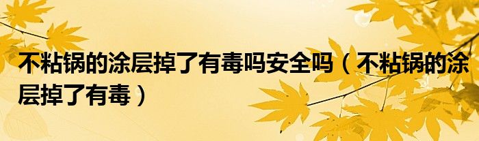 不粘锅的涂层掉了有毒吗安全吗（不粘锅的涂层掉了有毒）