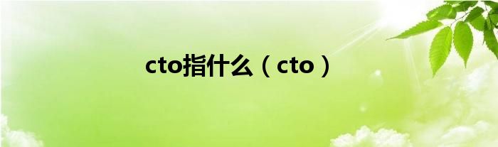 cto指什么（cto）