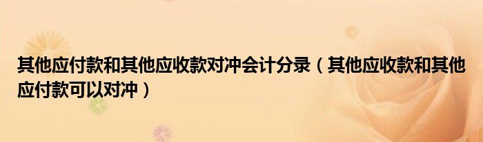 其他应付款和其他应收款对冲会计分录（其他应收款和其他应付款可以对冲）