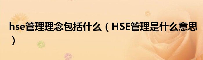 hse管理理念包括什么（HSE管理是什么意思）