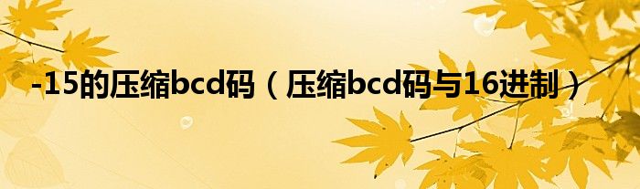 -15的压缩bcd码（压缩bcd码与16进制）