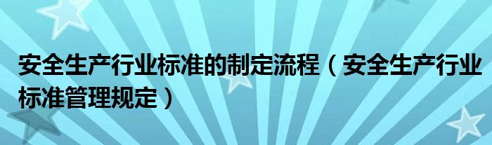 安全生产行业标准的制定流程（安全生产行业标准管理规定）