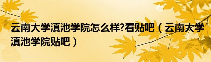 云南大学滇池学院怎么样?看贴吧（云南大学滇池学院贴吧）