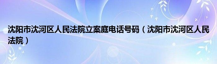 沈阳市沈河区人民法院立案庭电话号码（沈阳市沈河区人民法院）