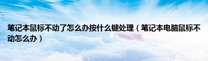 笔记本鼠标不动了怎么办按什么键处理（笔记本电脑鼠标不动怎么办）