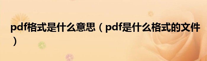 pdf格式是什么意思（pdf是什么格式的文件）