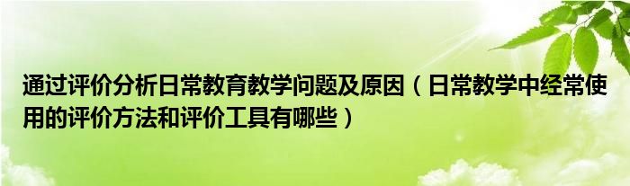 通过评价分析日常教育教学问题及原因（日常教学中经常使用的评价方法和评价工具有哪些）