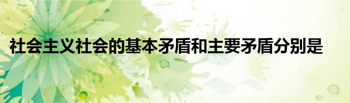 社会主义社会的基本矛盾和主要矛盾分别是