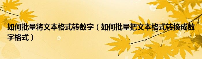 如何批量将文本格式转数字（如何批量把文本格式转换成数字格式）