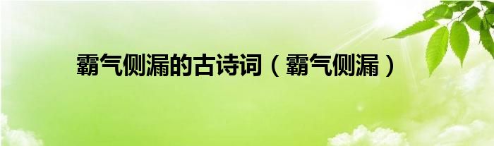 霸气侧漏的古诗词（霸气侧漏）