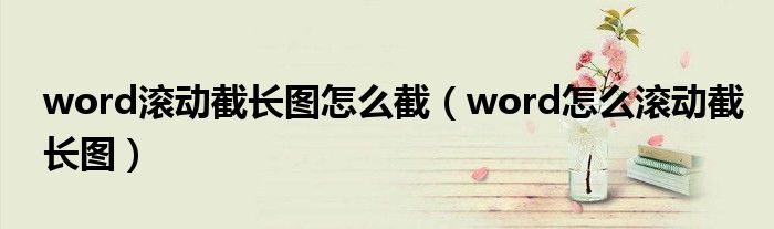 word滚动截长图怎么截（word怎么滚动截长图）