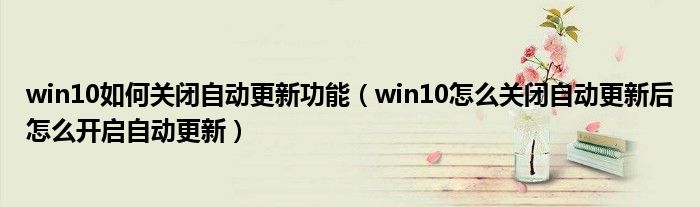 win10如何关闭自动更新功能（win10怎么关闭自动更新后怎么开启自动更新）