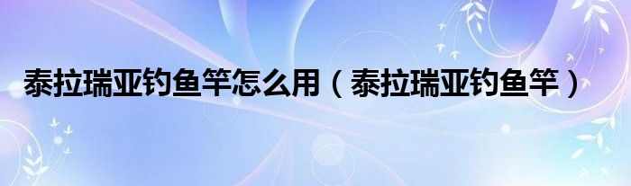 泰拉瑞亚钓鱼竿怎么用（泰拉瑞亚钓鱼竿）